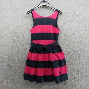 Abercombie & Fitch Dress Womens 2 Black Pink Wide Stripe Barbie Fit + Flare